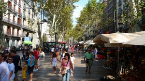 De straat Las Ramblas in Barcelona