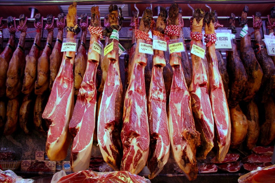 Barcelona Spring 2012: Activities- Jamon on sale at La Boqueria Market