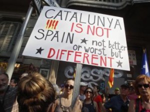 Catalaanse Nationalisten protesteren voor een zelfbestuurd Catalaans land