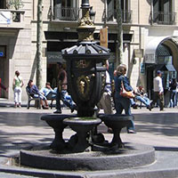 Canaletes Fountain Barcelona Las Ramblas