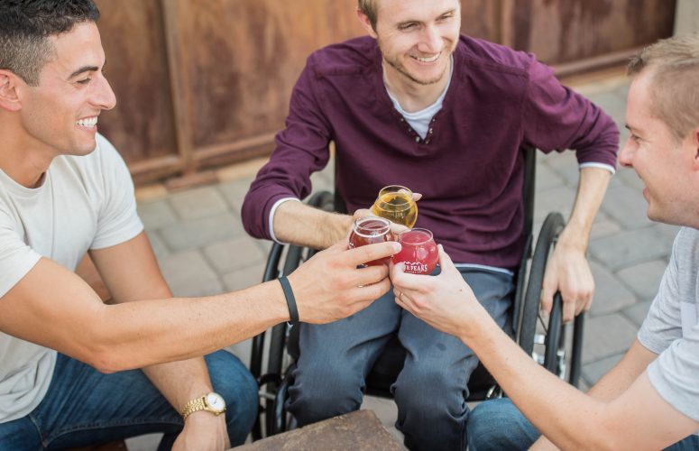 wheelchair drinks friends