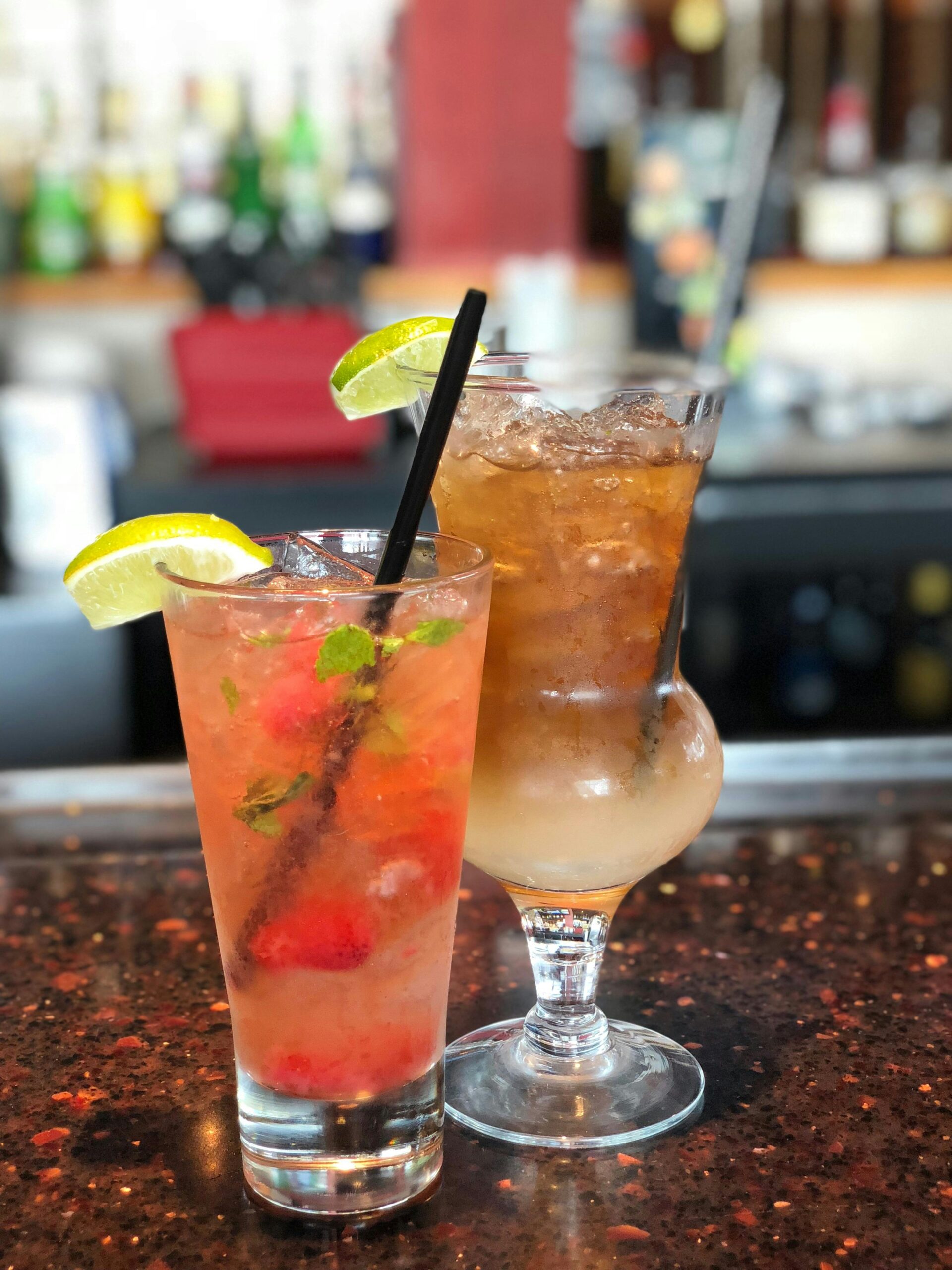 Free Fresh cocktails on table in bar Stock Photo