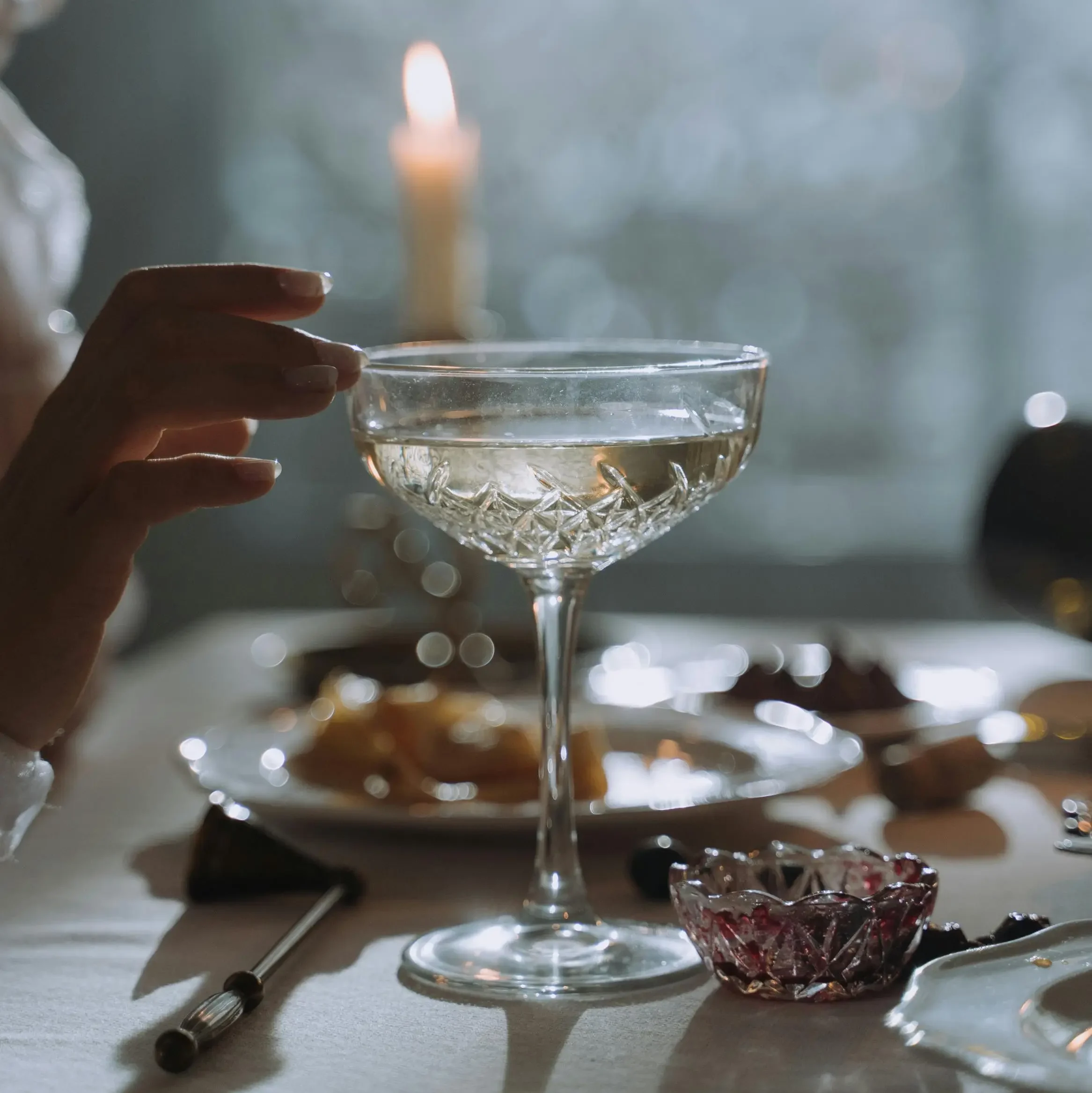 Elegant Dinner with Champagne and Candlelight
