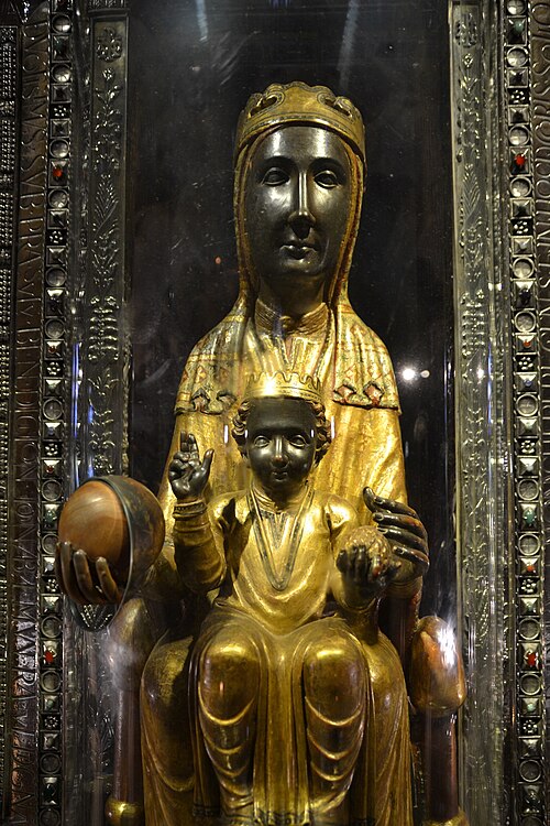 statue of the Black Madonna in Montserrat abbey.