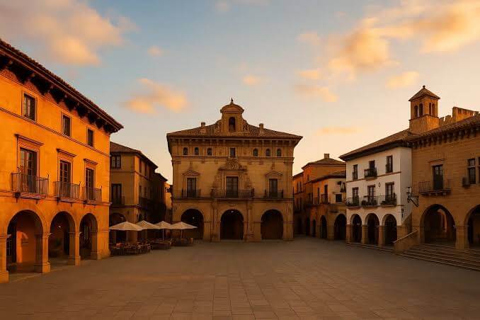 una plaza tradicional española en el Poble Espanyol